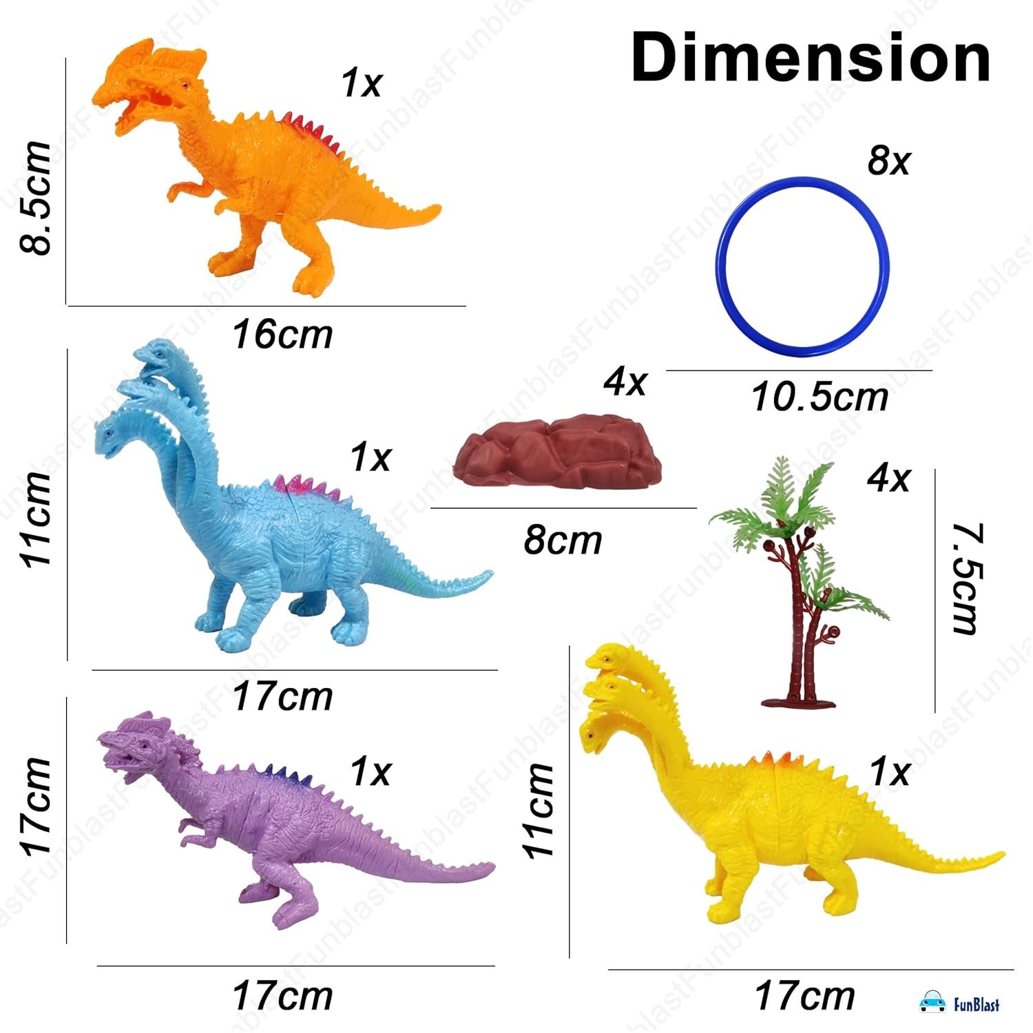 FunBlast Dinosaur Ring Playset Toys - Dinosaurs Animals Figures Toys Set for Kids, Boys, Realistic Dinosaur Toys, Pretend Play Toys for 3+ Years Old Kids, Boys, Girls - Image 3