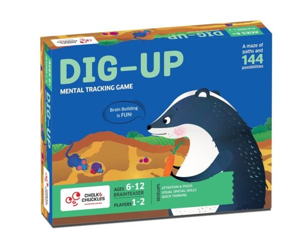 Chalk and Chuckles Dig Up- Brain Teaser Game for Kids, Mental Tracking Board Game Age 5, 6, 7, 8 Years Old