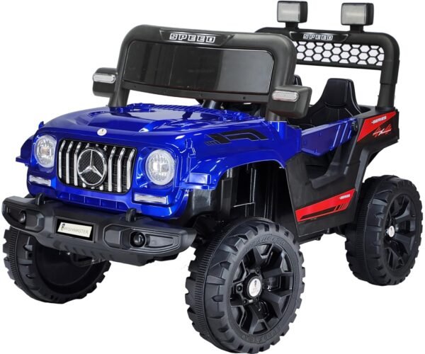 Wishmaster Rechargeable Battery Operated Driving Jeep Ride on for 1-6 Years | Remote + Manual Steering + Mobile App Control | Kids EV Cars (6 Month - Warranty, G-Wagon Blue)
