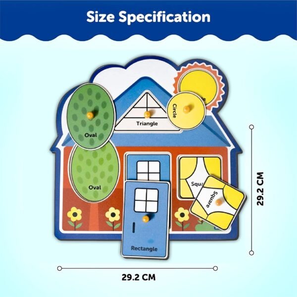 My First Shapes Wooden Knob Puzzle - Kids Toys for 2-5 Years Boy, Toys for 2+ Year Old Boy, Educational Shape Sorter with Jumbo Knobs, Zero Plastic, Easy to Hold - Image 3