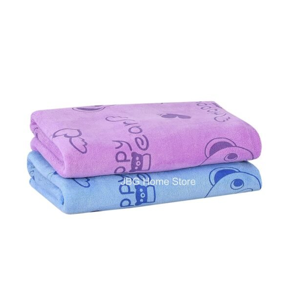 Combo Of Kids Bath Towel For Girls Boys -Premium Microfiber Quick Drying Towels for Unisex Kids - Cartoon Print Wash Dry Cloth Towel For Babies Toddlers, 60 x 120 CM, Purple & Blue Bear - Image 5