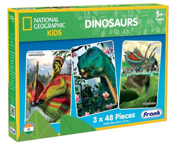 Frank 3 in 1 National Geographic Dinosaurs Jigsaw Puzzle for Kids 5+ Years, Set of 3 (48 Pcs Each) | Fun & Challenging Educational Toys | Brain Booster Puzzle Games for Focus & Memory, Gifts for Kids - Image 5