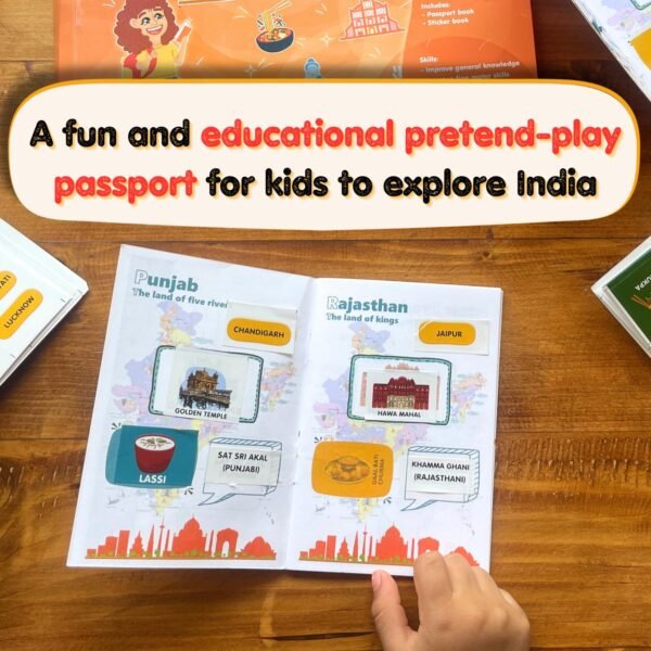 CocoMoco Kids India Passport for Kids, Learn About States of India & UTS, Geography Educational Toy Activity Kit with Stickers, Ages 4-5, 6-7, 8-10, 11 Year Old (Pack of 3) - Image 4