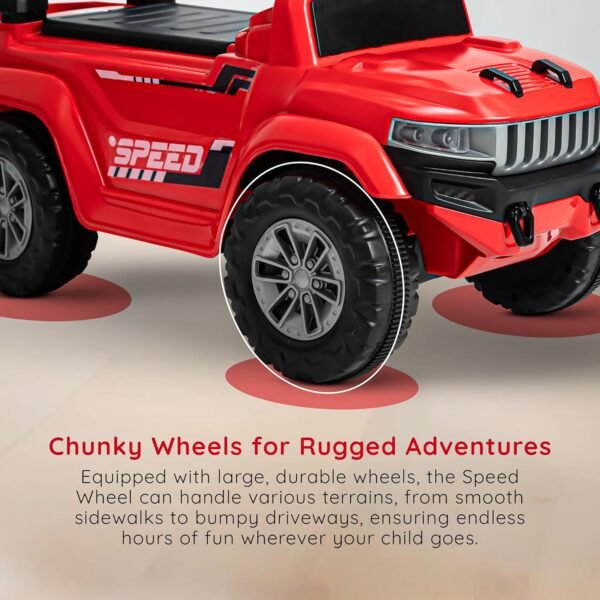 Baybee Speedy Ride on Baby Car for Kids | Ride on Toys Car with Music & LED Light | Portable Push Ride on Jeep with Backrest & Storage Basket | Kids Car to Drive 1-3 Years Boys Girls (Red) - Image 5