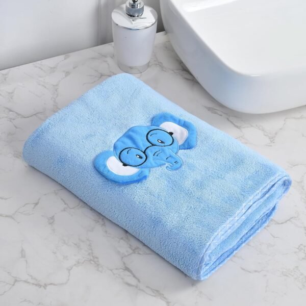 UrbanLeaf Premium Microfiber Kids Bath Towels Quick Drying Towels for Unisex Kids Cartoon Print Baby Towel for Boys and Girls (Pack of 1, Blue)