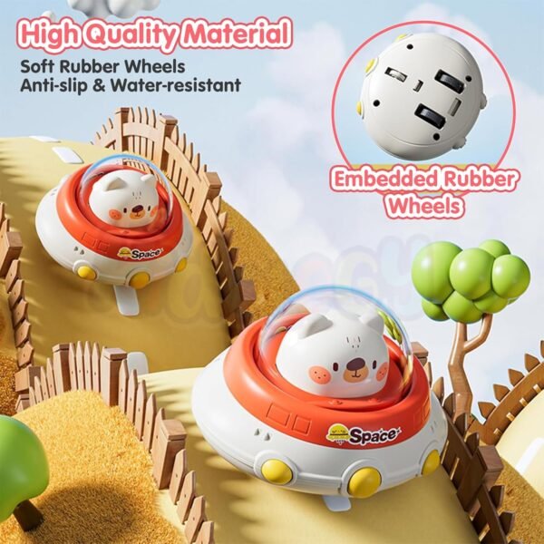 Kidology 1Pcs Press & Go Friction-Powered Space Cars for Babies 0-3 Years – Mini Racing Car, Push & Go Vehicle for Early Learning, Motor Skill Development, Fun Toy for Toddlers & Kids - Random Color - Image 4