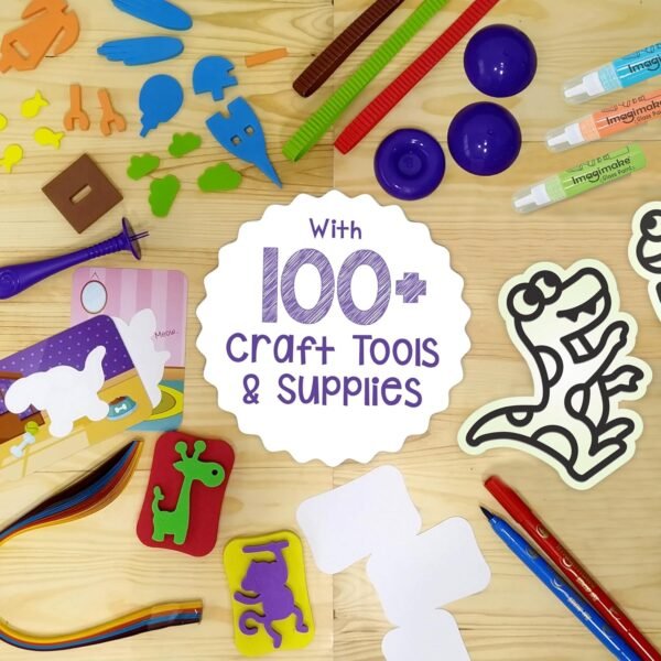 Imagimake 5-in-1 Awesome Craft Kit- Kids - Arts and Crafts for Kids Ages 6-8 || 5 Craft Techniques- 15+ Projects - Gift for 5, 6, 7, 8 Year Old Girls & Boys, Multi, Paper, Clay - Image 3