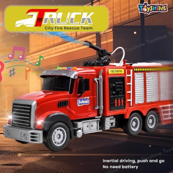 Toyshine 1:14 Scale Friction Powered Realistic Design Fire Rescue Truck with Water Sprinkle Feature | Music & Lights Model Collection Educational Learning Toys for Kids 3-7 Years - Image 3