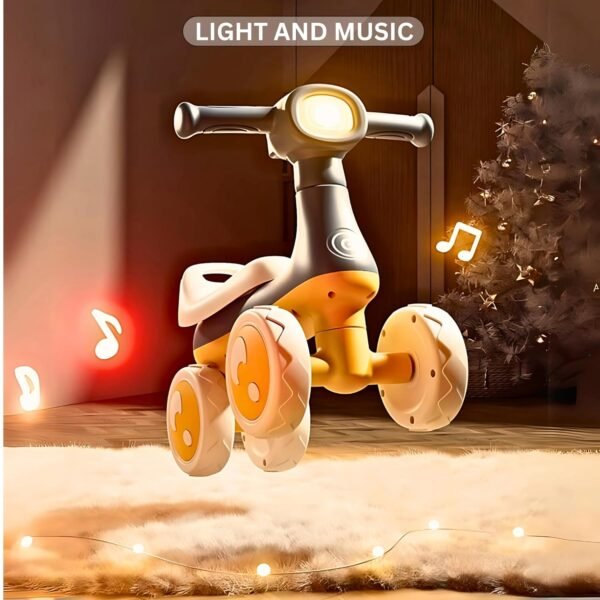 Baby Balance Bike Ride-On Toy with LED Headlight, Musical Feature, 4 Wheels, Safe and Fun Indoor/Outdoor Bike for Kids, Ages 1-3 Year (RED/White) - Image 3