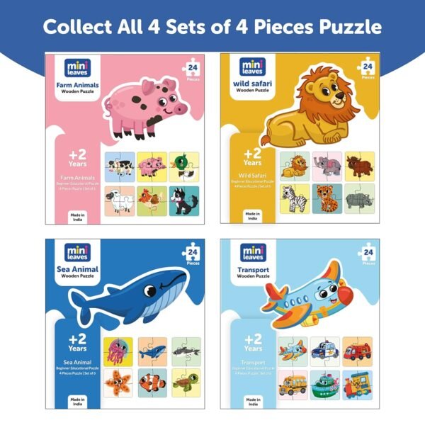 4 Piece Wooden Sea Animals Jigsaw Puzzle, Kids Toys for 2-5 Years Boy, Safe & Durable Educational Montessori Toy, Puzzles for Kids and Toys for 2+ Year Old Boy - Image 6