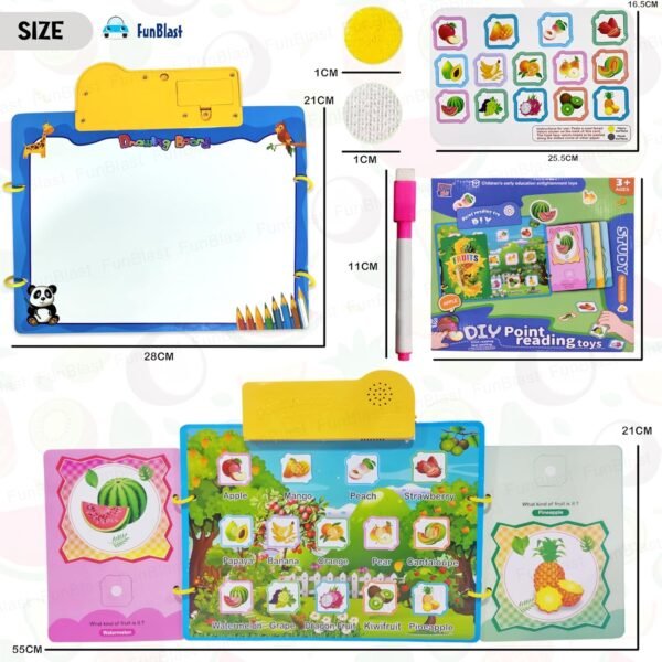 FunBlast Interactive Children Book -Musical Fruits Educational Phonetic Learning Book for 3 + Year Kids, Boys, Toddlers, Fruits Theme DIY Point Reading Toys Music Book - Image 2