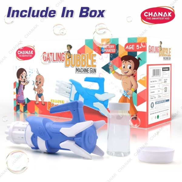 Chanak Gatling Bubble Gun for Kids, 8- Hole Bubble Gun Toy for Kids Above 3 Years, Bubble Machine for Indoor & Outdoor Play, 100% Safe & Skin Friendly (Bubble Solution Included), BIS Approved - Image 3