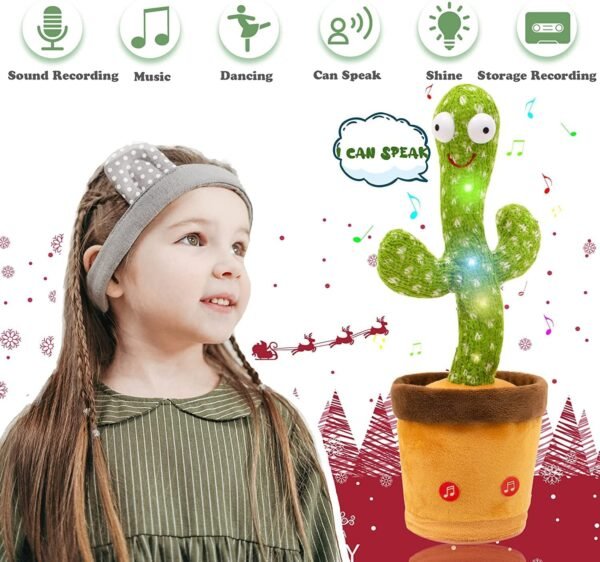 Shri Shyam Traders Dancing Cactus Talking Toy Children Plush Speaking Toys for Kids 1 2 3+ Year Old Boy Girl Recording Repeat Gift Interactive Electronic Toys Rechargeable Wriggle & Singing Funny - Image 2