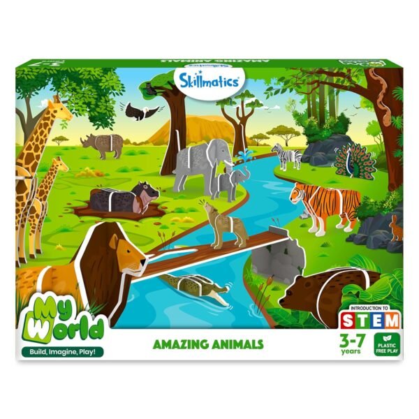 Skillmatics My World - Amazing Animals, STEM Building Playset & Learning Toy for Preschool Kids, Gifts for Ages 3 to 7