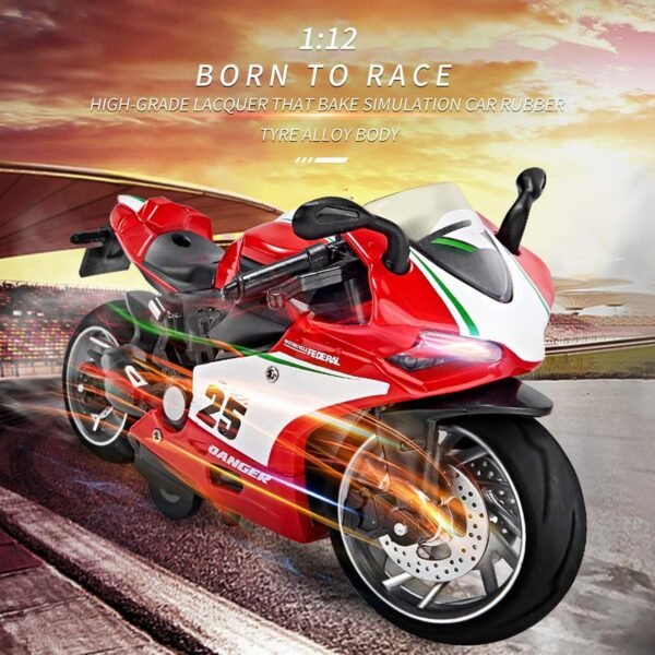 Police Motorcycle Toy - Pull Back Motorcycle Toys, Tiny Gift with Music Lighting, Latte Motorcycles Toy for Kids Boys Age 3-8 Year Old [New] (R1-RED) - Image 5