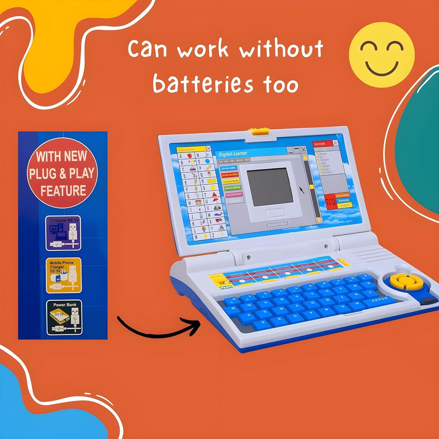 KITTER Learning Laptop for Kids | Computer Educational Toy for Kids with LED Screen Display with New Plug n Play Feature | Toy Laptop for Boys Girls | Laptop Notebook Computer Toy for Kids (Blue) - Image 2