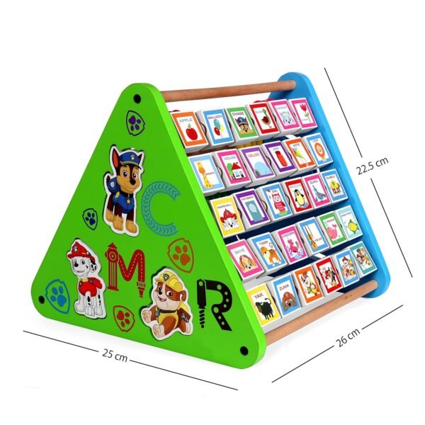 4 in 1 Wooden Activity Triangle Center Cube | Alphabet Blocks, Abacus, Shape Shorter, Zig Zag Sliding Cartoon Figure Maze | Toys for Babies Montessori Learning Toy for 1-5 Year Old Kids - Image 3