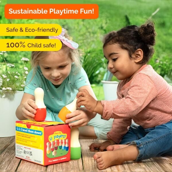 shumee Wooden Bowling Set for Ages 2+ with 6 Pins & 1 Ball | Coordination & Fine Motor Skill Toys for Kids | Activity Toys for 2-5 Years Old | Durable & Lightweight | Ideal Gift - Image 2