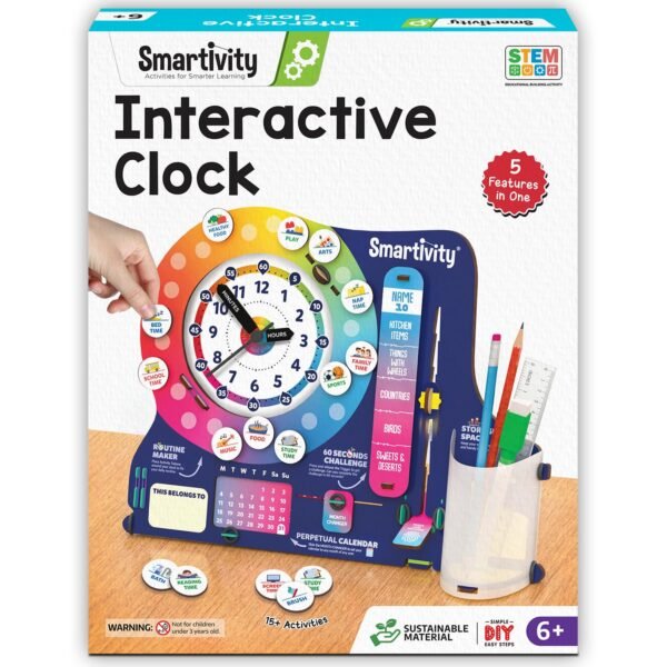 Smartivity DIY Interactive Clock with Stationary Organiser for Kids Ages 6-12 | Features an Infinity Calendar | Birthday Gift for Boys&Girls | STEM Educational Toy for 6,7,8,9,10,11,12 Years