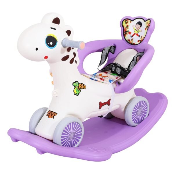 KURB 3-in-1 Ride-on Horse and Rocker for Kids | Multi-Functional | Age 12 Months - 4 Years | Sturdy and Durable | Safety Belt | Child-Safe Plastic (Purple) - Image 3