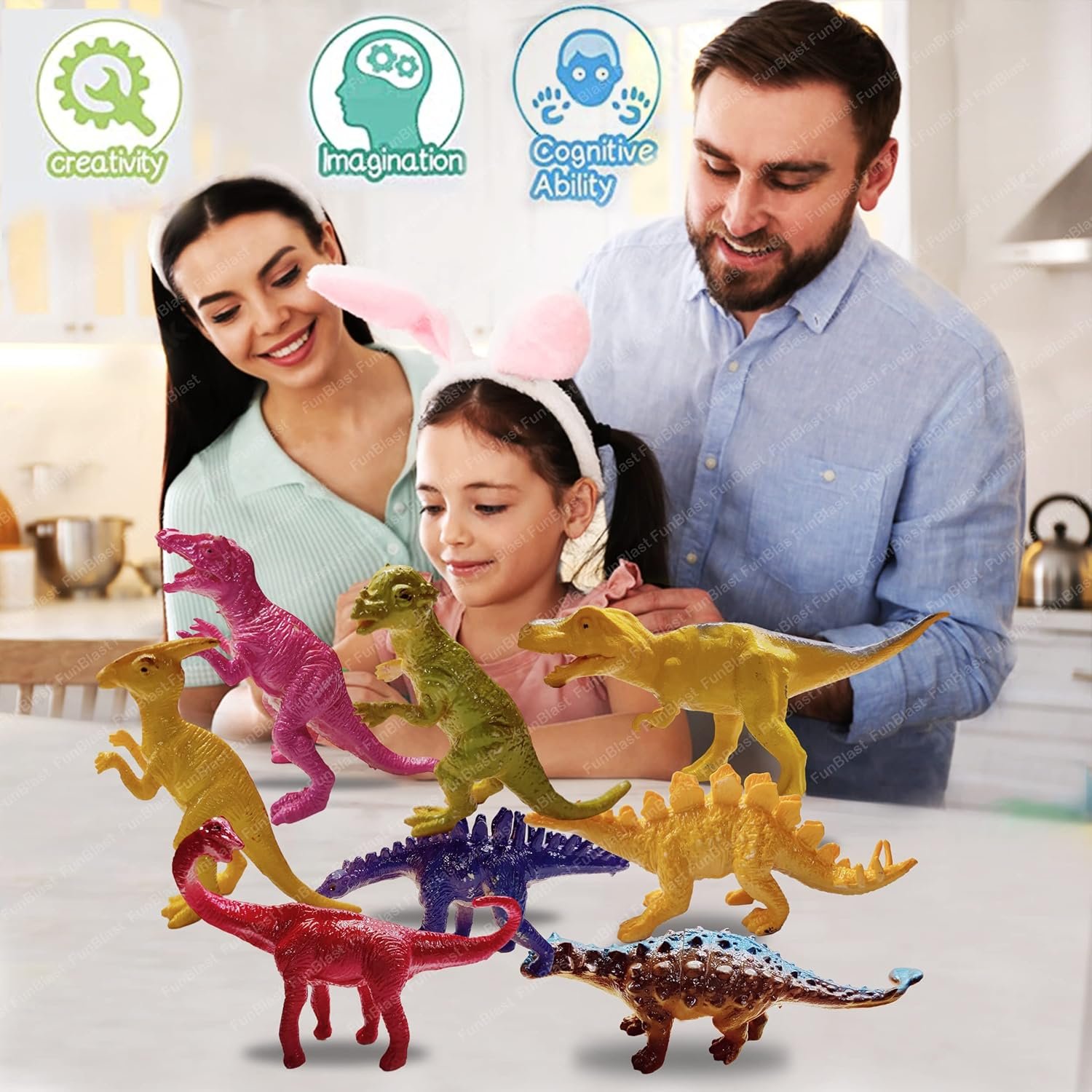 FunBlast Dinosaur Figures Play Set - 8 Pcs Animal Figures for Kids, World Toys, Best Birthday Return Gifts - Image 2