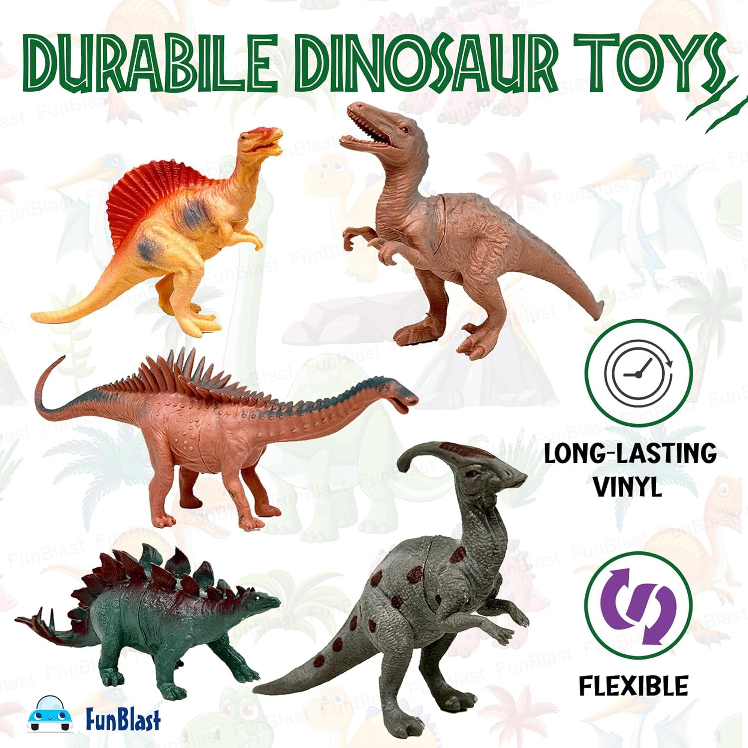 FunBlast Dinosaur Toy for Kids, Pack of 6 Pcs Dinosaurs Animals Figures Toys for Kids, Boys, Dinosaur Toys for Kids, Animal Figure Play Set for Kids, Boys, Girls - Multicolor - Image 5