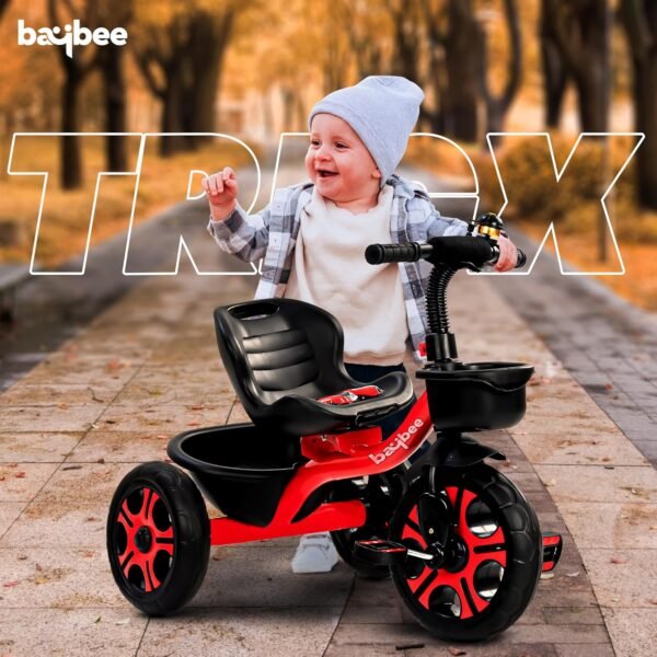 Baybee TRIGx Baby Tricycle for Kids | Smart Balanced Baby Trikes with Comfort Seat, Front & Back Storage Baskets & Eva Wheels | Children Bicycle for Kid | Kids Cycle for 2-5 Years Boy Girl (Red) - Image 2
