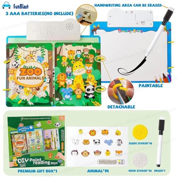 FunBlast Interactive Children Book -Musical Zoo Animal Educational Phonetic Learning Book for 3 + Year Kids, Boys, Toddlers, Zoo Theme DIY Point Reading Toys Music Book - Image 4