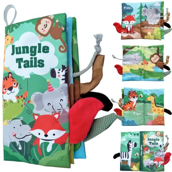 Kidology Learning Tails Book, Children\'s Tail Cloth Book Set, Tear Resistant Books with Rustling Sound, Early Educational Toy for 0-3 Years, Boys & Girls, Ideal for Baby Showers