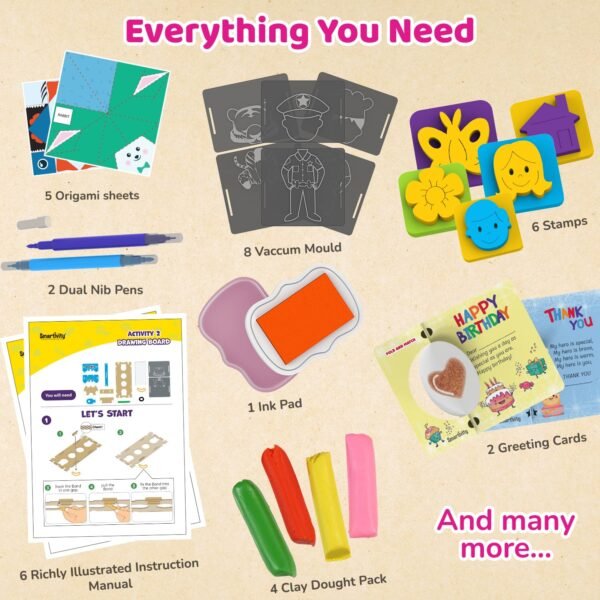 SmartCraft Mega 20+ Art and Craft Activity Kit for Girls Ages 5 to 9 Years Old | Creative Birthday Gift for Kids I Clay, Stamp, Tracing, 3D House, Origami & Many More I Toys for Kids Age 5,6,7,8,9 - Image 3