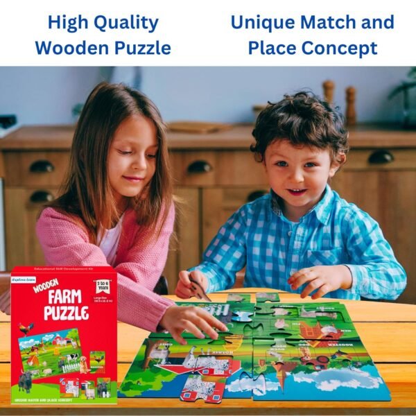 Wooden Farm Animal Puzzle for Kids 3-6 Years | 18 Pieces Farm Animals Educational Wood Toddler Puzzle | Birthday Gift Kids Toys for 2-5 Years | Real Farm Animals - Image 5