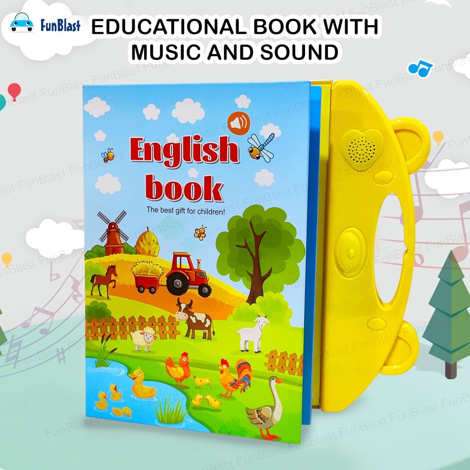 FunBlast Audio Book for Kids - My English E-Book with Alphabet, Numbers, Shapes, Animals, Nursery Rhymes, Educational Phonetic Learning Book for 3 + Year Kids, Boys, Toddlers (B) - Image 4