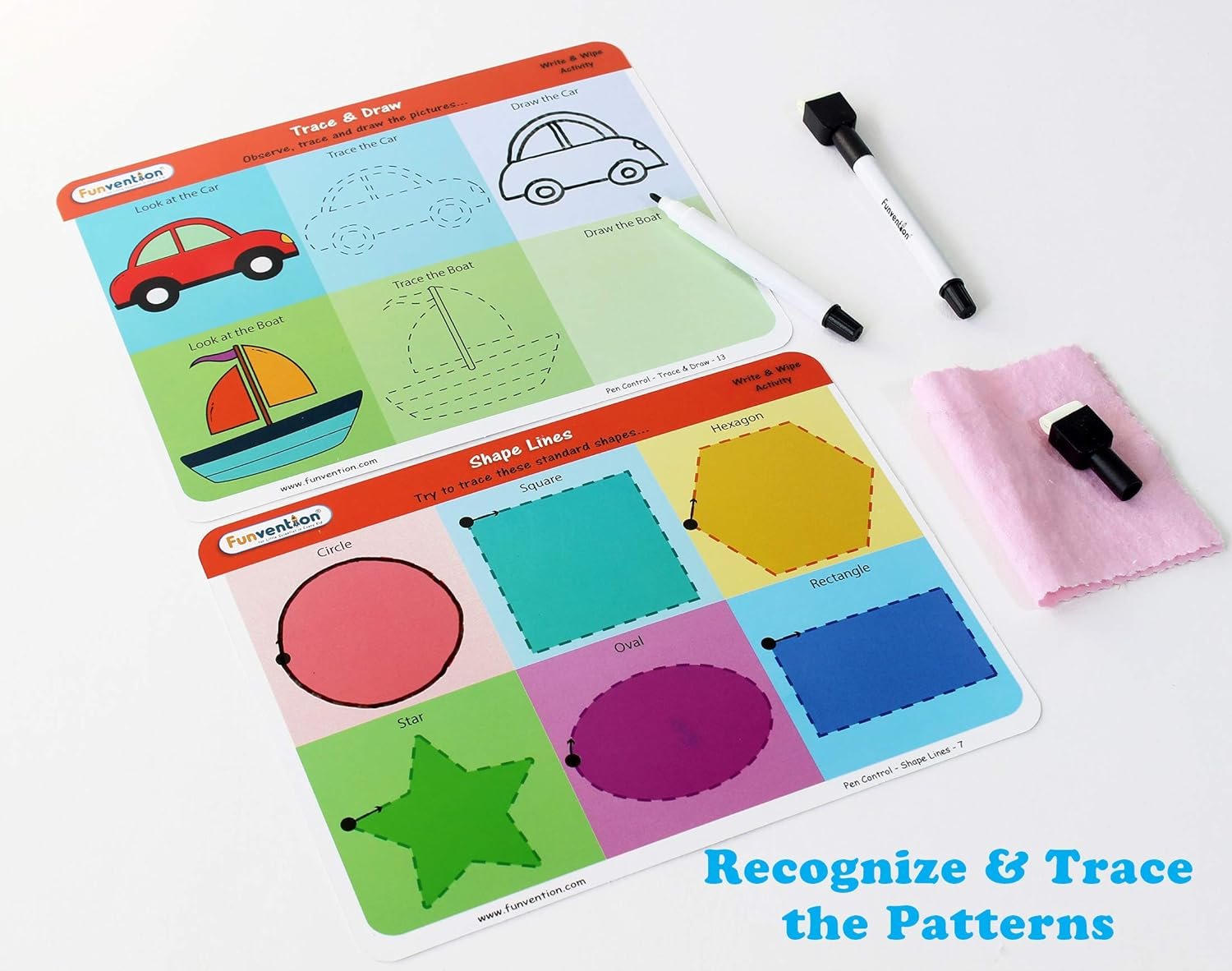 funvention- for Little Scientist in Every Kid Learn Pen Practice and Writing Skills Educational Pen Control Write and Wipe Activity Sheets Game (3-6 Years)- Multi Color - Image 3