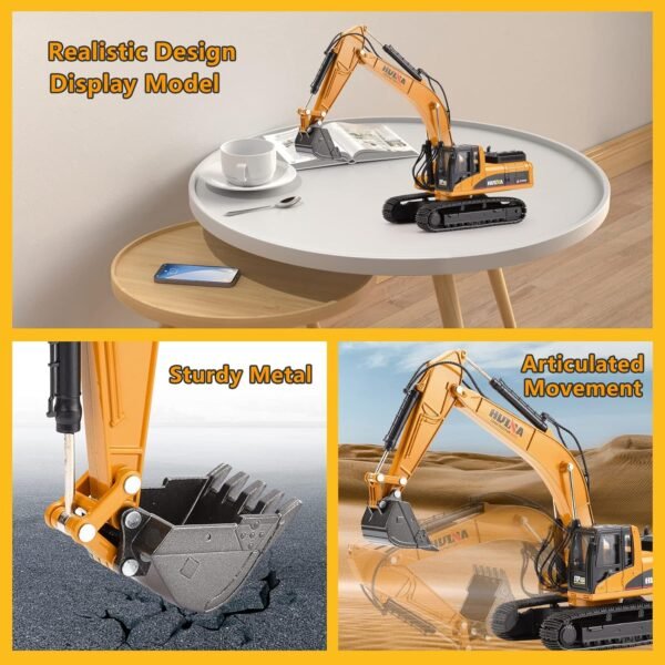1/40 Scale Metal Excavator Toy, Diecast Construction Equipment Digger Trucks Toys for Boys Kids - Image 5
