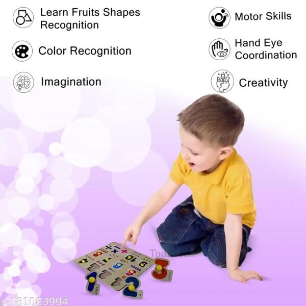 Premium Wooden Numbers and Math Symbol Board Knob Puzzle, Educational & Learning Toy for Kids (1-5 yrs), Multicolor, Medium Size - Image 4