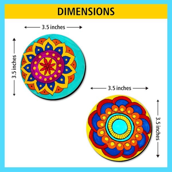 Swagstation Mandala Art Kit|Craft Materials For Mandala Art Painting Kit For Kids|Gifts For Girls Age 10-12|Gifts For Teenage Girls|Craft Kit Of Pack Of 6 Coasters With Colour Kit - Brown - Image 6