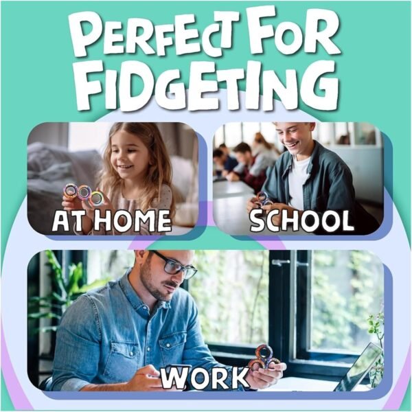 Kidology Magnetic Fidget Rings, Fidget Spinner Therapy Toys for Sensory Play, Magnetic Fidget Toy, for 4+ Year Old and Up, Stress Relief Anxiety Rings for Kids & Adults (Multicolor) - Image 5