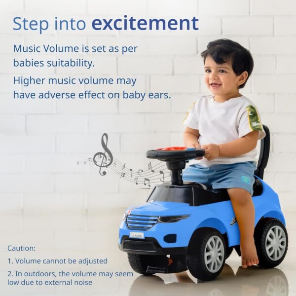 LuvLap Starlight Ride on & Car for Kids with Music & Horn Steering, Push Car for Baby with Backrest, Safety Guard, Under Seat Storage & Big Wheels, Ride on for Kids 1 to 3 Years Upto 25 Kgs (Blue) - Image 5