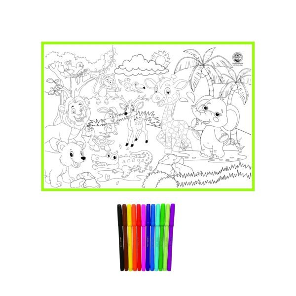 Ratna\'s My Coloring Mat Jungle Printed Mat of Size 40 x 27 Inches, Washable & Reusable Colouring Kit for Kids 3+ Years - Image 4