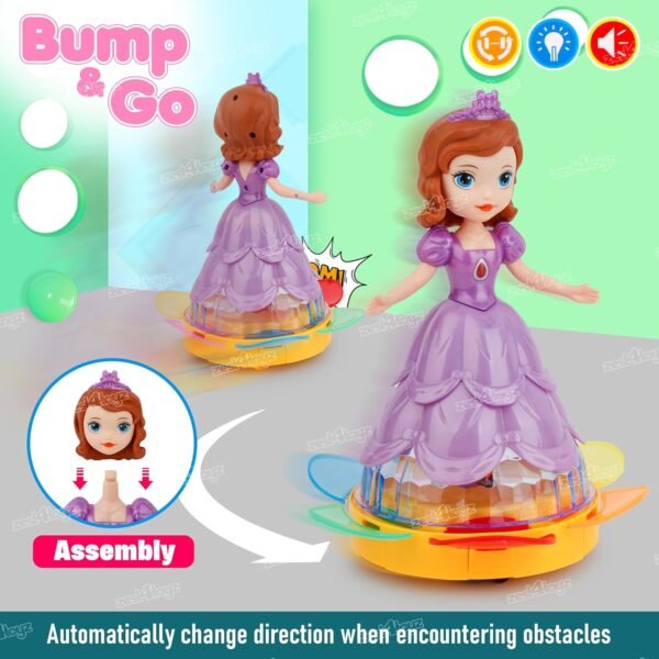 Zest 4 Toyz Musical Toys for Kids Dancing Doll 360 Degree Rotating Light & Sound Toy Bump and Go Action for 1 Year Old Baby Boys & Girls - Random Design (Pack of 1) - Image 3