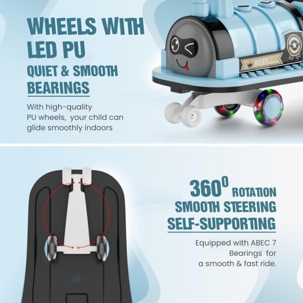 Train Car for Kids 1 Year+ | 2 Year+ | Baby Panda Swing Car | Ride On Car for Kids | Musical Twister Toy Car Magic | Best Birthday Gift for 1-5 Years Baby Boy Girl Toy | Upto 100kg (Cyan) - Image 6