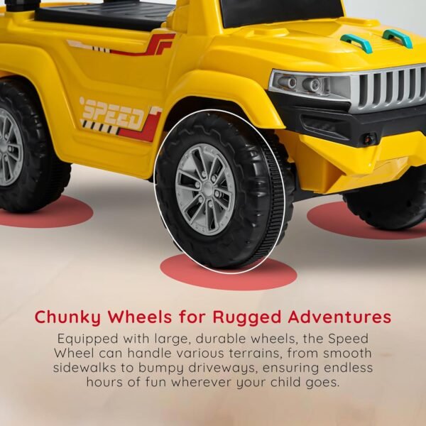 Baybee Speedy Ride on Baby Car for Kids | Ride on Toys Car with Music & LED Light | Portable Push Ride on Jeep with Backrest & Storage Basket | Kids Car to Drive 1-3 Years Boys Girls (Yellow) - Image 5
