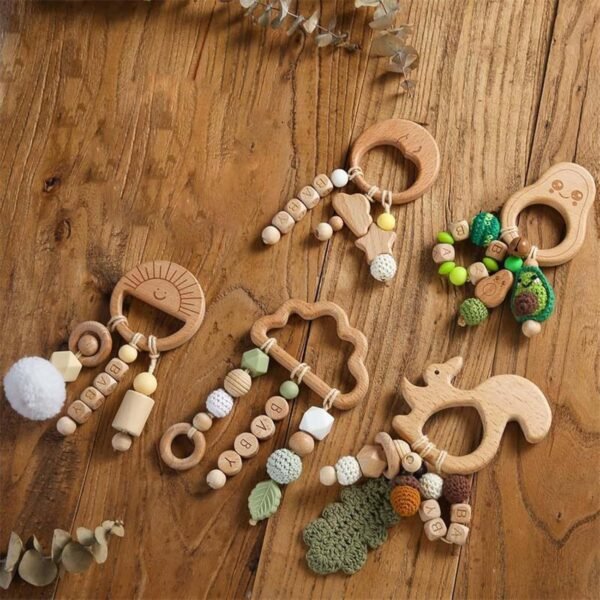 bnf® Wooden Baby Rattle Toy Music Rattle Teething Toys for Girls Boys s Baby | Toys for Baby | Developmental Baby Toys - Image 2