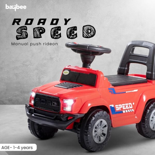 Baybee Ride on Baby Car for Kids | Push Ride on Jeep with Music & LED Light | Portable Ride on Toys Car with Backrest & Storage Basket | Kids Car to Drive 1-3 Years Boys Girls (Red) - Image 4