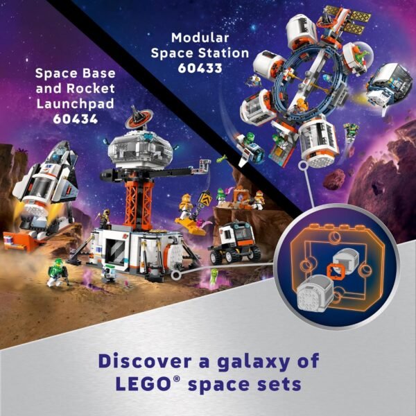 LEGO City Command Rover and Crane Loader Outer Space Toy Building Set, 4 Astronaut Toy Minifigures, Space Robot, 2 Alien Action Figures, Gift for 7 Year Old Boys, Girls, and Kids, 60432 - Image 6