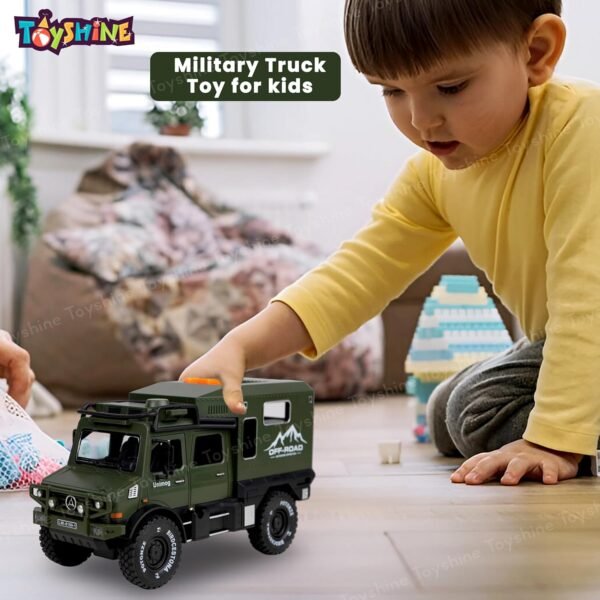 Toyshine Friction Powered Battle Field Military Truck Toy with Opening Doors, Light & Music Model Collection Educational Learning Toys for Kids 3-7 Years, Multi - Image 2