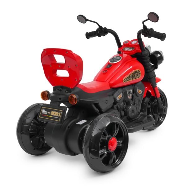 6V Electric Kids Bike Rechargeable 6.5 Ah Battery Inbuilt Imported Motor Drive Music Player LED Light & Foot Accelerator for Ages 1-6 Years (Goldving Electric Bike, Red) - Image 4