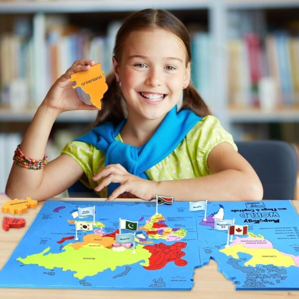 Imagimake Mapology World Flags & Capitals Jigsaw Puzzle |75 Multi-Colored Country-Shaped Pieces | Birthday Gift for Boys and Girls| World Map Puzzle | Educational Toys for Kids 5,6,7,8,9,10 - Image 2