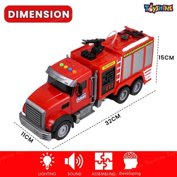 Toyshine 1:14 Scale Friction Powered Realistic Design Fire Rescue Truck with Water Sprinkle Feature | Music & Lights Model Collection Educational Learning Toys for Kids 3-7 Years - Image 2