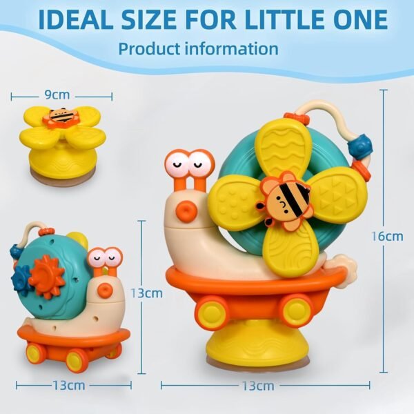 TEC TAVAKKAL Sensory Montessori Educational Toys Cute Animal Food Grade Silicone Baby Bath Toys Suction Cup Spinner Toys Convertible Push-and-Go Car Learning Activities Gifts for Kids - Image 2